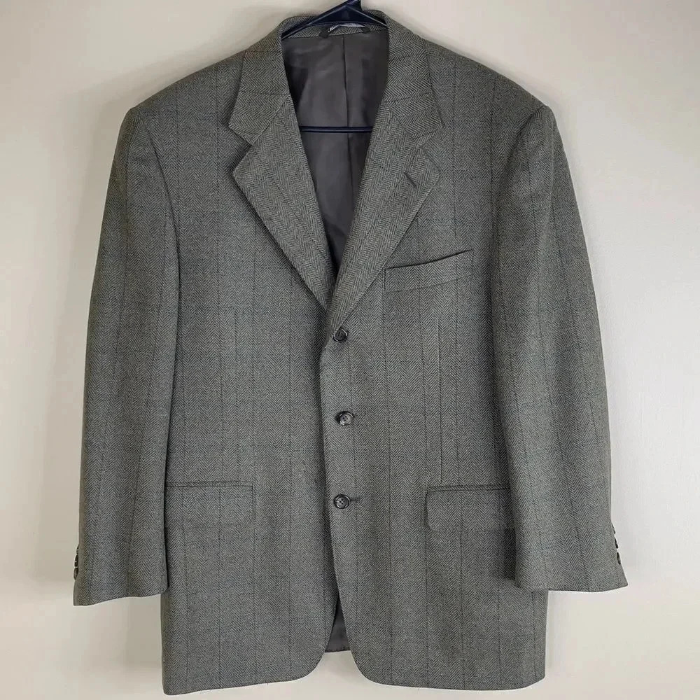 Canali Herringbone Mens Cashmere Blazer 50C